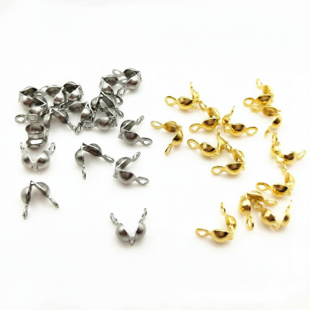 Ball-End Clasp Chain Connectors (Golden\Silver) – Crimp Bead Cap Connectors for DIY Jewellery, Necklace & Bracelet Making Findings