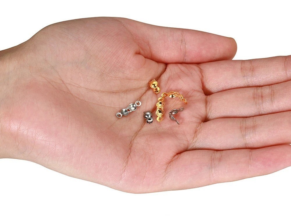 Ball-End Clasp Chain Connectors (Golden\Silver) – Crimp Bead Cap Connectors for DIY Jewellery, Necklace & Bracelet Making Findings