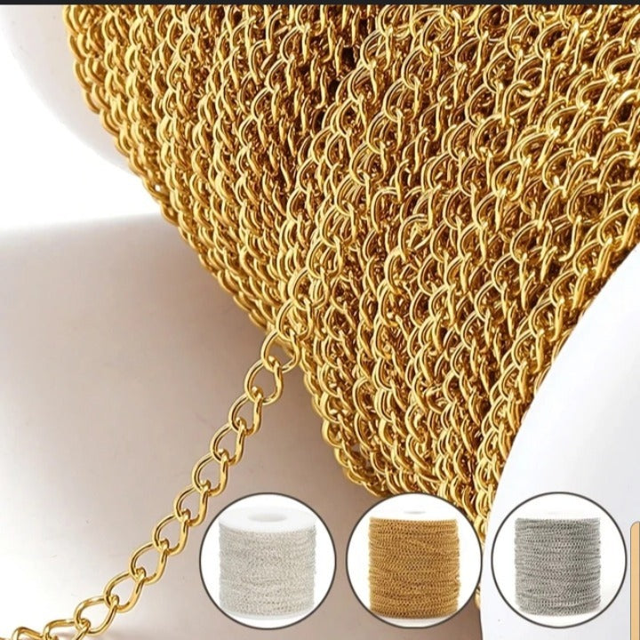 Yard stainless steel extension chain 2mm (Golden/Silver) necklace chain for bracelets diy chain accessories jewellery making crafts