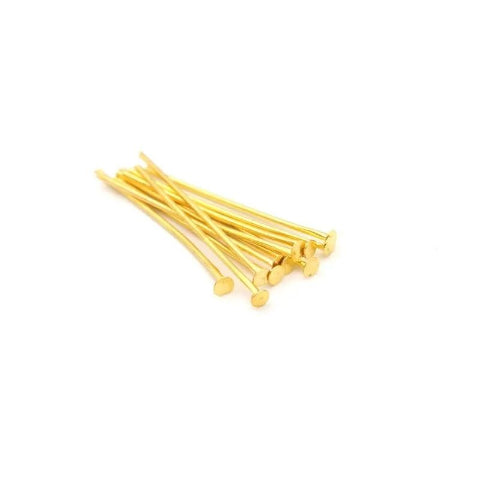 100 Pcs Pack (Golden & Silver) - 30mm - Flat Head Pins For Jewellery Making