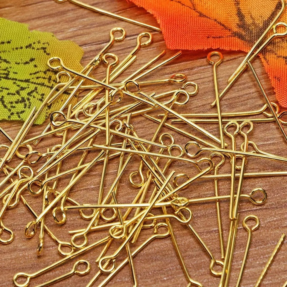 100 Pcs Pack (Golden & Silver) 30mm - High Quality DIY Craft Eye Pins