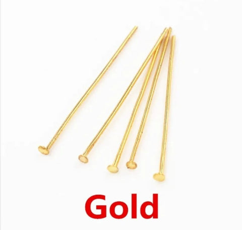 100 Pcs Pack (Golden & Silver) - 30mm - Flat Head Pins For Jewellery Making